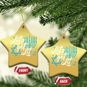 Funny Hanukkah Christmas Ornament Let's Get Lit Menorah David Star TS11 Star Gold Print Your Wear