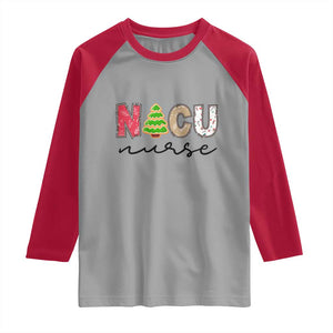 Funny NICU Labor Delivery Nurse Christmas Christmas Tree Raglan Shirt TS11 Sport Gray Red Print Your Wear