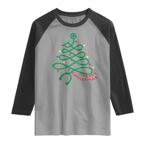 Funny Merry Christmas Nurse Raglan Shirt Stethoscope Xmas Tree TS11 Sport Gray Black Print Your Wear