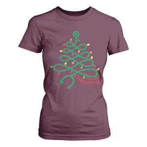 Funny Merry Christmas Nurse T Shirt For Women Stethoscope Xmas Tree TS11 Maroon Print Your Wear