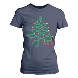 Funny Merry Christmas Nurse T Shirt For Women Stethoscope Xmas Tree TS11 Navy Print Your Wear