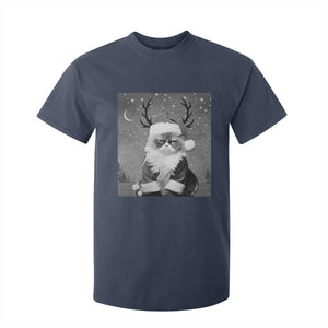 Funny Christmas Santa Grumpy Cat T Shirt For Kid TS11 Navy Print Your Wear