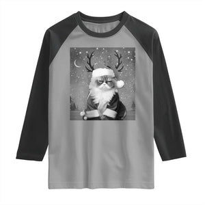 Funny Christmas Santa Grumpy Cat Raglan Shirt TS11 Sport Gray Black Print Your Wear