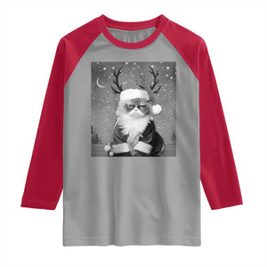 Funny Christmas Santa Grumpy Cat Raglan Shirt TS11 Sport Gray Red Print Your Wear