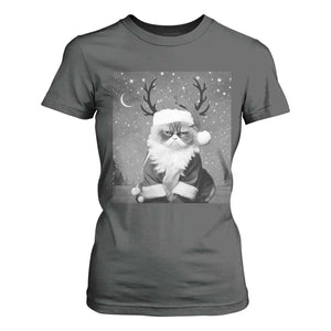 Funny Christmas Santa Grumpy Cat T Shirt For Women TS11 Dark Heather Print Your Wear