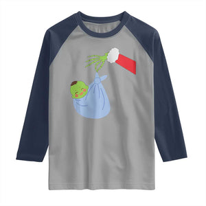 Funny NICU Labor Delivery Nurse Christmas Santa Green Baby Raglan Shirt TS11 Sport Gray Navy Print Your Wear