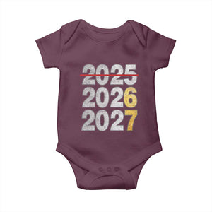 Funny 67 New Year Baby Onesie Happy New Year 2026 2027 Six Seven Meme Faux Glitter Effect Printed TS11 Maroon Print Your Wear