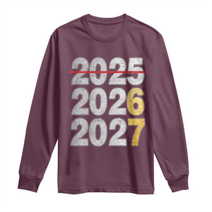 Funny 67 New Year Long Sleeve Shirt Happy New Year 2026 2027 Six Seven Meme Faux Glitter Effect Printed TS11 Maroon Print Your Wear