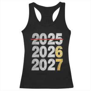 Funny 67 New Year Racerback Tank Top Happy New Year 2026 2027 Six Seven Meme Faux Glitter Effect Printed TS11 Black Print Your Wear