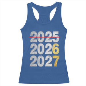 Funny 67 New Year Racerback Tank Top Happy New Year 2026 2027 Six Seven Meme Faux Glitter Effect Printed TS11 Royal Blue Print Your Wear