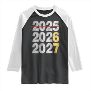 Funny 67 New Year Raglan Shirt Happy New Year 2026 2027 Six Seven Meme Faux Glitter Effect Printed TS11 Black White Print Your Wear