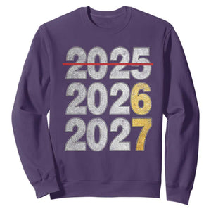 Funny 67 New Year Sweatshirt Happy New Year 2026 2027 Six Seven Meme Faux Glitter Effect Printed TS11 Purple Print Your Wear