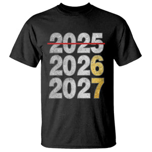 Funny 67 New Year T Shirt Happy New Year 2026 2027 Six Seven Meme Faux Glitter Effect Printed TS11 Black Print Your Wear