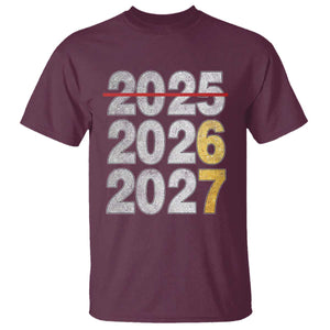 Funny 67 New Year T Shirt Happy New Year 2026 2027 Six Seven Meme Faux Glitter Effect Printed TS11 Maroon Print Your Wear