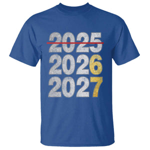 Funny 67 New Year T Shirt Happy New Year 2026 2027 Six Seven Meme Faux Glitter Effect Printed TS11 Royal Blue Print Your Wear