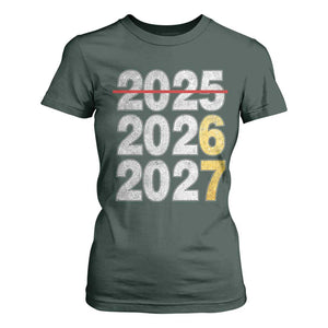 Funny 67 New Year T Shirt For Women Happy New Year 2026 2027 Six Seven Meme Faux Glitter Effect Printed TS11 Dark Forest Green Print Your Wear