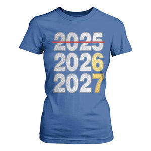 Funny 67 New Year T Shirt For Women Happy New Year 2026 2027 Six Seven Meme Faux Glitter Effect Printed TS11 Royal Blue Print Your Wear