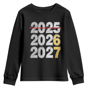 Funny 67 New Year Youth Sweatshirt Happy New Year 2026 2027 Six Seven Meme Faux Glitter Effect Printed TS11 Black Print Your Wear