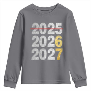 Funny 67 New Year Youth Sweatshirt Happy New Year 2026 2027 Six Seven Meme Faux Glitter Effect Printed TS11 Charcoal Print Your Wear