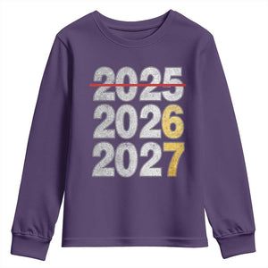 Funny 67 New Year Youth Sweatshirt Happy New Year 2026 2027 Six Seven Meme Faux Glitter Effect Printed TS11 Purple Print Your Wear