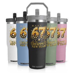 Funny 67 New Years Eve Flip Straw Tumbler Countdown New Year Party 2026 Six Seven Meme TS11 Print Your Wear