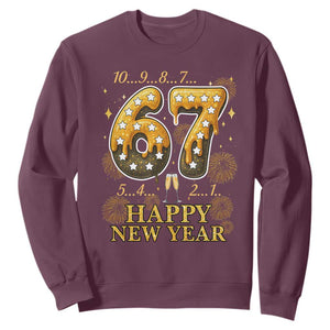 Funny 67 New Years Eve Sweatshirt Countdown New Year Party 2026 Six Seven Meme TS11 Maroon Print Your Wear