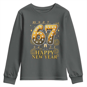 Funny 67 New Years Eve Youth Sweatshirt Countdown New Year Party 2026 Six Seven Meme TS11 Dark Heather Print Your Wear