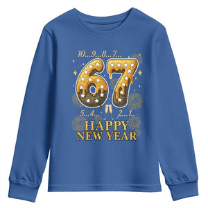 Funny 67 New Years Eve Youth Sweatshirt Countdown New Year Party 2026 Six Seven Meme TS11 Royal Blue Print Your Wear