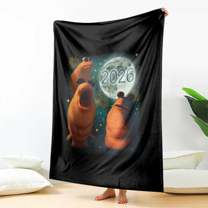 Funny Marcus The Worm New Year Throw Blanket Happy New Year 2026 Moon NYE Party TS11 Print Your Wear