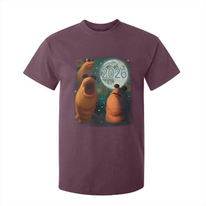 Funny Marcus The Worm New Year T Shirt For Kid Happy New Year 2026 Moon NYE Party TS11 Maroon Print Your Wear