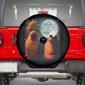 Funny Marcus The Worm New Year Spare Tire Cover Happy New Year 2026 Moon NYE Party TS11 Black Print Your Wear