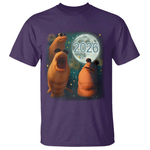 Funny Marcus The Worm New Year T Shirt Happy New Year 2026 Moon NYE Party TS11 Purple Print Your Wear