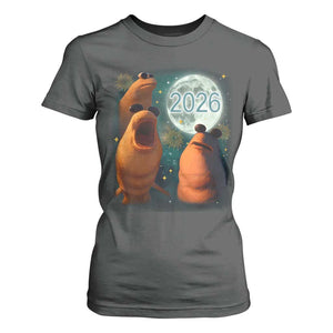 Funny Marcus The Worm New Year T Shirt For Women Happy New Year 2026 Moon NYE Party TS11 Dark Heather Print Your Wear