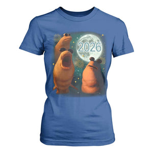 Funny Marcus The Worm New Year T Shirt For Women Happy New Year 2026 Moon NYE Party TS11 Royal Blue Print Your Wear