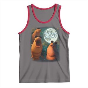 Funny Marcus The Worm New Year Tank Top Happy New Year 2026 Moon NYE Party TS11 Deep Heather Red Print Your Wear