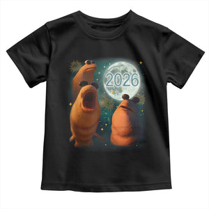 Funny Marcus The Worm New Year Toddler T Shirt Happy New Year 2026 Moon NYE Party TS11 Black Print Your Wear
