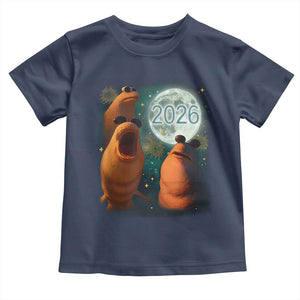 Funny Marcus The Worm New Year Toddler T Shirt Happy New Year 2026 Moon NYE Party TS11 Navy Print Your Wear