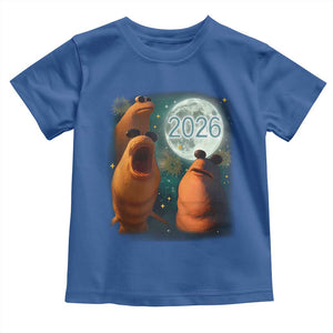 Funny Marcus The Worm New Year Toddler T Shirt Happy New Year 2026 Moon NYE Party TS11 Royal Blue Print Your Wear