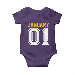 Funny January 01 New Years Eve Party Baby Onesie TS11 Purple Print Your Wear