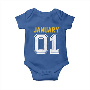 Funny January 01 New Years Eve Party Baby Onesie TS11 Royal Blue Print Your Wear