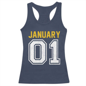 Funny January 01 New Years Eve Party Racerback Tank Top TS11 Navy Print Your Wear