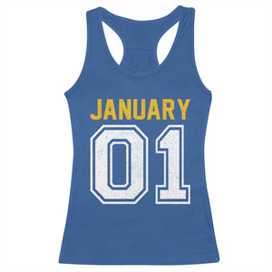 Funny January 01 New Years Eve Party Racerback Tank Top TS11 Royal Blue Print Your Wear