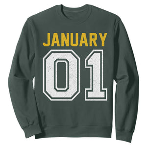 Funny January 01 New Years Eve Party Sweatshirt TS11 Dark Forest Green Print Your Wear