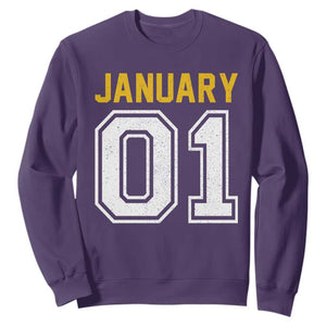 Funny January 01 New Years Eve Party Sweatshirt TS11 Purple Print Your Wear