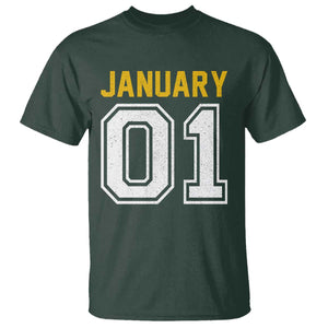 Funny January 01 New Years Eve Party T Shirt TS11 Dark Forest Green Print Your Wear