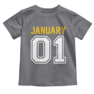 Funny January 01 New Years Eve Party Toddler T Shirt TS11 Charcoal Print Your Wear