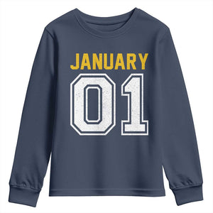 Funny January 01 New Years Eve Party Youth Sweatshirt TS11 Navy Print Your Wear