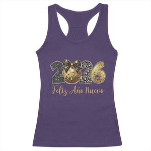 Spanish New Year 2026 Racerback Tank Top Feliz Ano Nuevo NYE Party Disco Ball TS11 Purple Print Your Wear