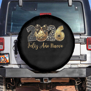 Spanish New Year 2026 Spare Tire Cover Feliz Ano Nuevo NYE Party Disco Ball TS11 No hole Black Print Your Wear