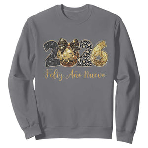 Spanish New Year 2026 Sweatshirt Feliz Ano Nuevo NYE Party Disco Ball TS11 Charcoal Print Your Wear